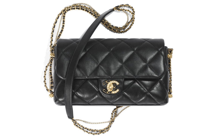 CHANEL Lambskin Flap Bag, Shoulder Bag, Crossbody Bag Women's Black