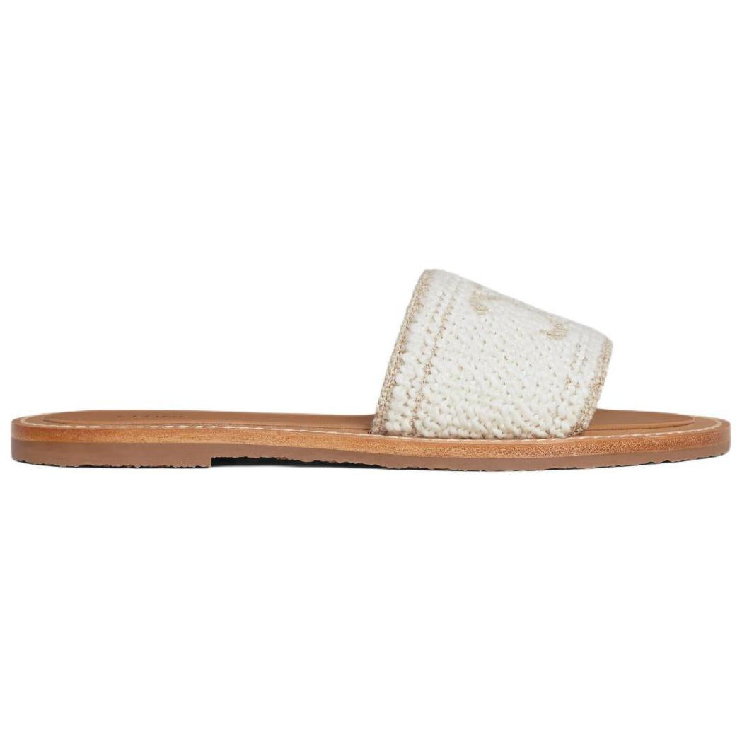 CELINE Triomphe Casual Slippers Women's White
