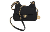 CHANEL 23C Spring HOBO Tmall Genie Wool Jersey Knitted Fabric Hobo Shoulder Bag Crossbody Bag Small Size Women's Black