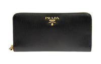 PRADA Leather Wallet Women's Black