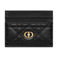 DIOR Sheepskin Card Holder Women's Black