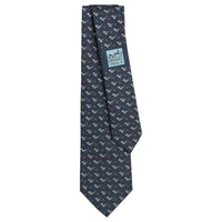 HERMES Mulberry Silk Ties Men's Marine Blue