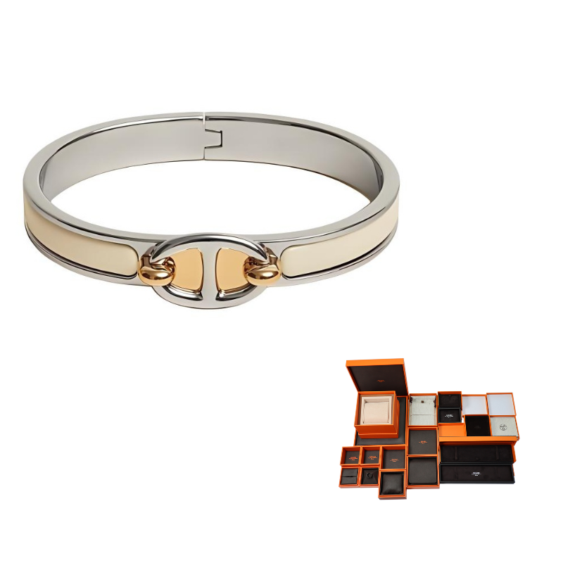 HERMES Enamel Wristbands Women's Beige/Blue/Purple