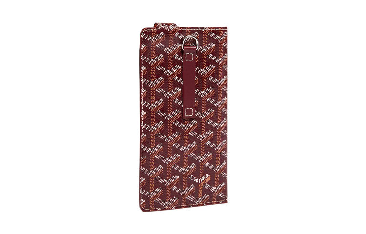 GOYARD Montmartre Canvas With Leather Cell Phone Pouch Large Size Unisex Burgundy