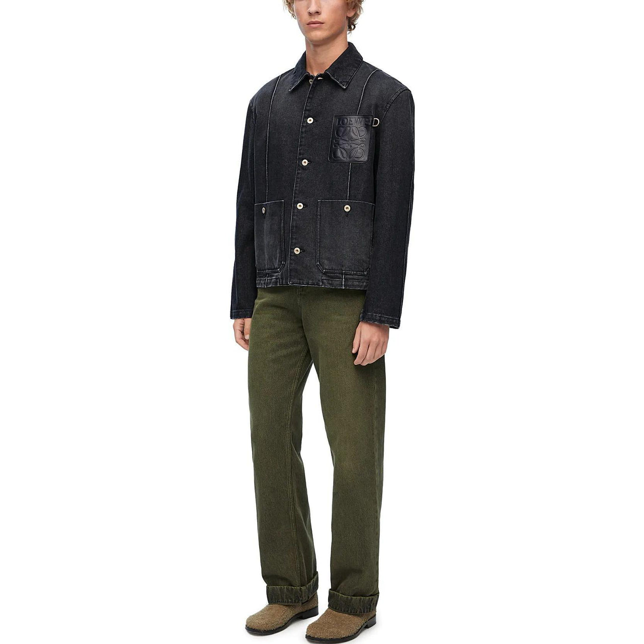 LOEWE Leather-pocket Denim Jacket