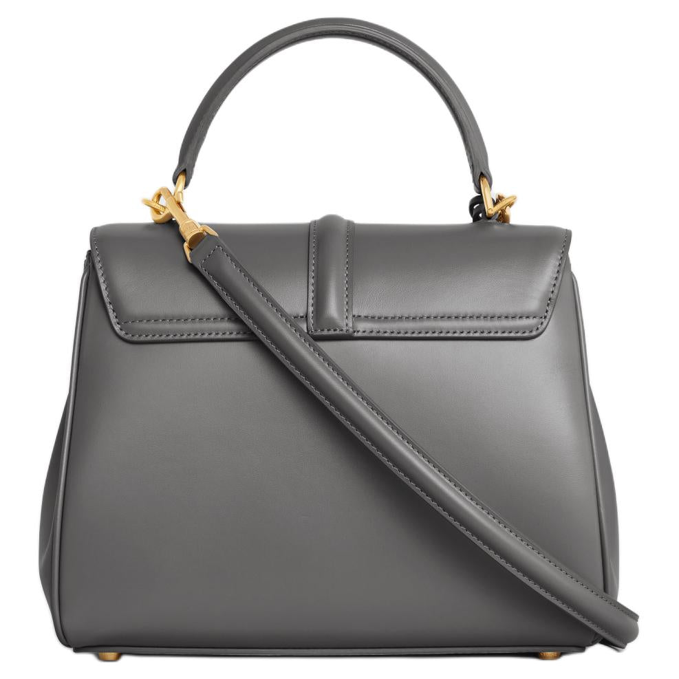 CELINE Satin Calfskin Shoulder Bag Crossbody Bag Handbag Small Size Women's Smoke Black