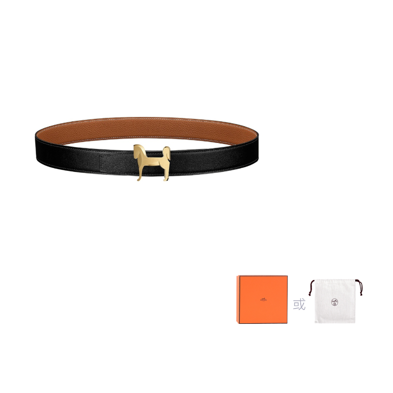 HERMES Cow Leather Leather Belts Men's Width: 3.2cm