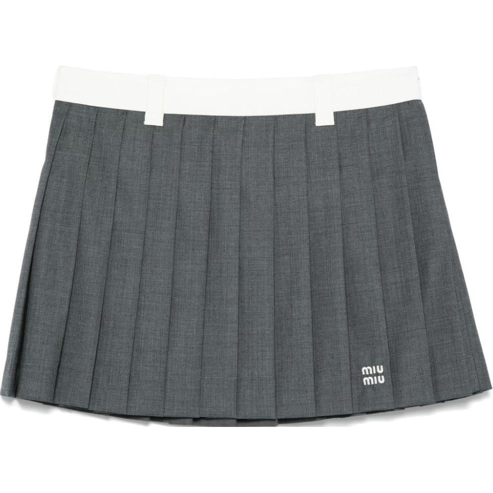 MIU MIU Pleated Mini Skirt Grey