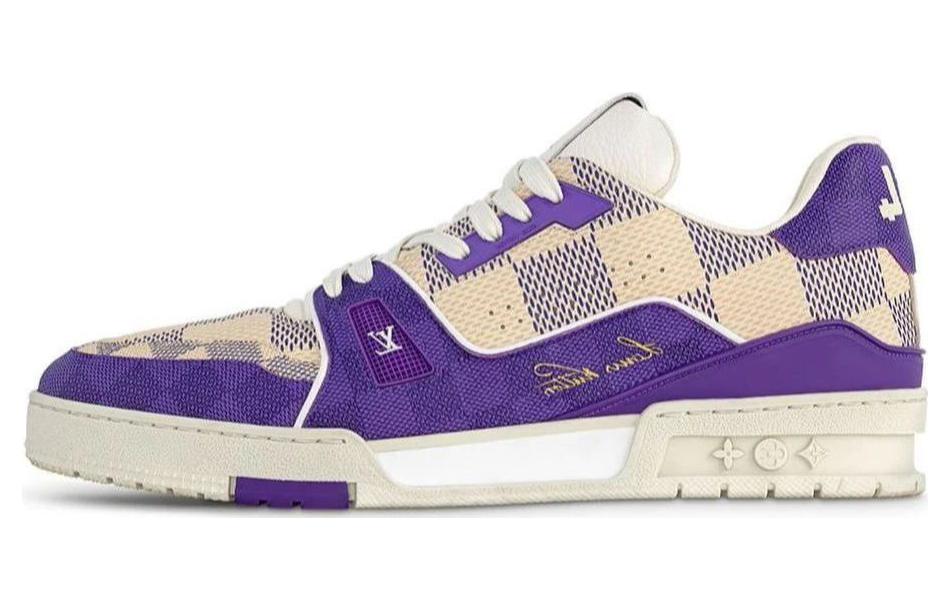 LOUIS VUITTON Trainer Low-Top Skateboard Shoes Women's Purple Beige