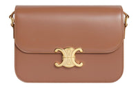 CELINE Triomphe Shiny Cow Leather Shoulder Bag Tofu Bag Portable Crossbody Bag Shoulder Bag Women's Dark Brown