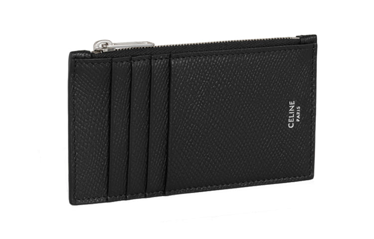 CELINE Grained Calfskin Card Holder, Wallet Men's Black