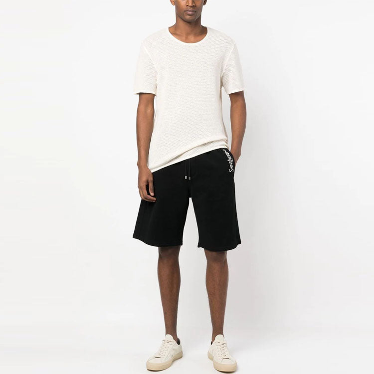 SAINT LAURENT Logo embroidered Cotton Shorts