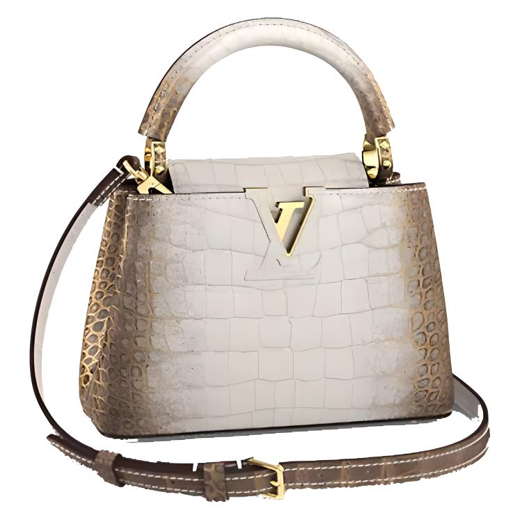 LOUIS VUITTON Capucines Sahara Gilded Crocodile Leather Shoulder Bag, Handbag Mini Women's Gold