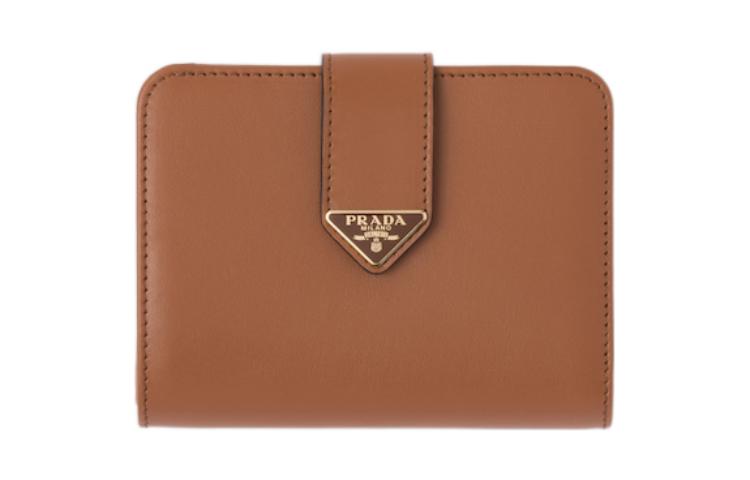 PRADA Calfskin Wallet Trumpets Women's Brown