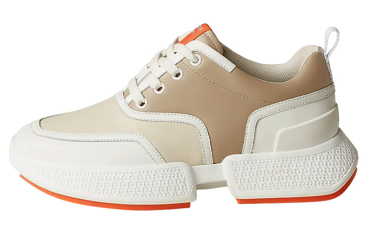 HERMES Giga Low Top Sports Casual Shoes Women's Beige Brown