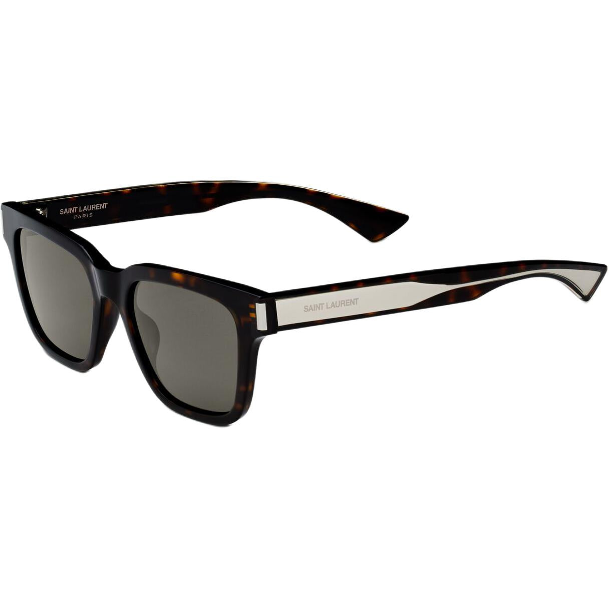 SAINT LAURENT Metal Acetate Resin Square Sunglasses Unisex Crystal Color