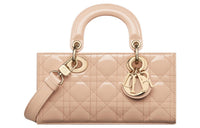 DIOR Lady D-JOY Patent Leather Cowhide Daisie Bag Shoulder Bag Crossbody Bag Handbag Small Size Women's Sand Pink