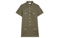 CELINE Short Military Pockets In Lightweight Twill T Shirt Dress Khaki