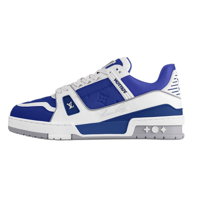 LOUIS VUITTON Trainer Low-Top Skateboard Shoes Women's Blue White