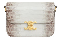 CELINE Triomphe Crocodile Leather Handbag Shoulder Bag Crossbody Bag Women's Natural Color