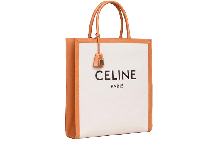 CELINE Cabas Canvas With Calfskin Canvas Bag Tote Bag Shopping Bag Trunk Bag Handbag Unisex Original & Tawny