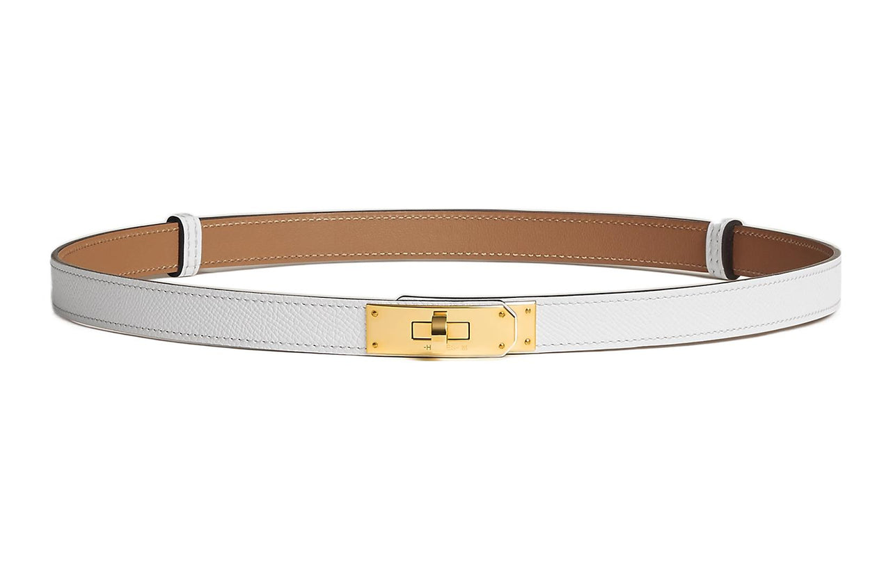 HERMES Kelly Leather Belts Women's White