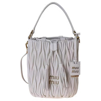 MIU MIU Matelassé Leather Bucket Bag, Handbag, Shoulder Bag, Crossbody Bag Women's Ecru