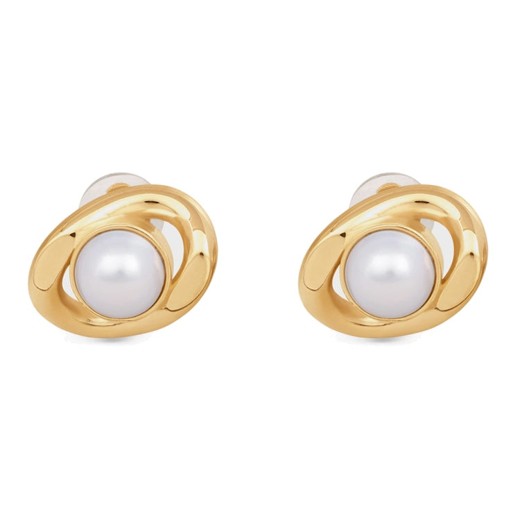 CELINE Les Perles CELINE Maillon Earrings In Brass With Gold Finish And Resin Pearls