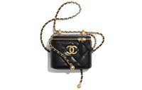 CHANEL Little Golden Ball Calfskin Box Bag, Flap Bag, Coin Purse, Shoulder Bag, Crossbody Bag Women's Black