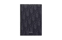 DIOR Oblique Print Fabric Passport Holder Men's Black