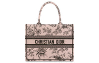 DIOR BookTote Embroidery Tote Bag Shopping Bag Handbag Medium Size Women's Rouge Pink