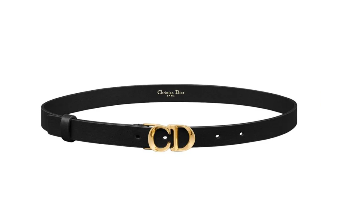DIOR Calfskin Leather Belts Women's Black Width 2CM