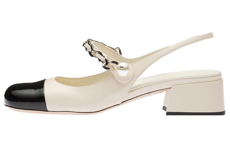 MIU MIU Block Heel High Heels Women's Ivory