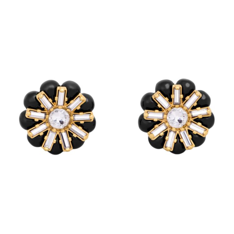 CELINE Brass Earrings Women's Gold/Black