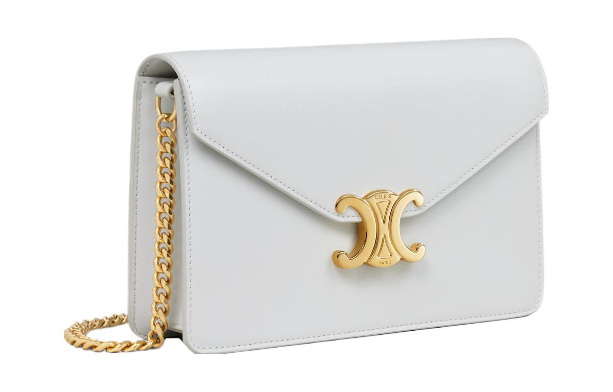 CELINE Calfskin Wallet Women's Moon White