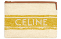 CELINE Fabric And Cow Leather Clutch Tubas Women's Yellow/Tawny