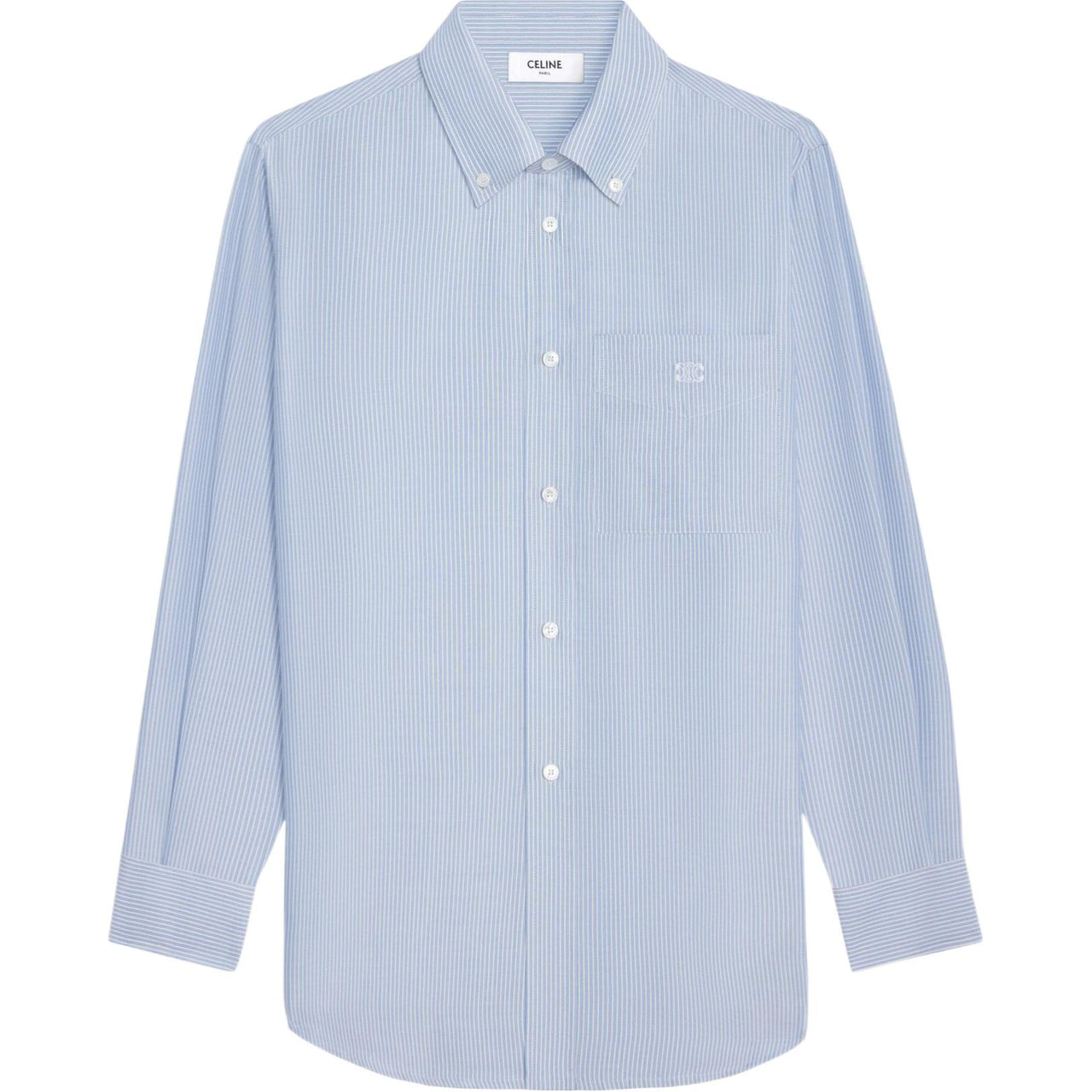CELINE Tomboy Logo Embroidered Striped Shirt