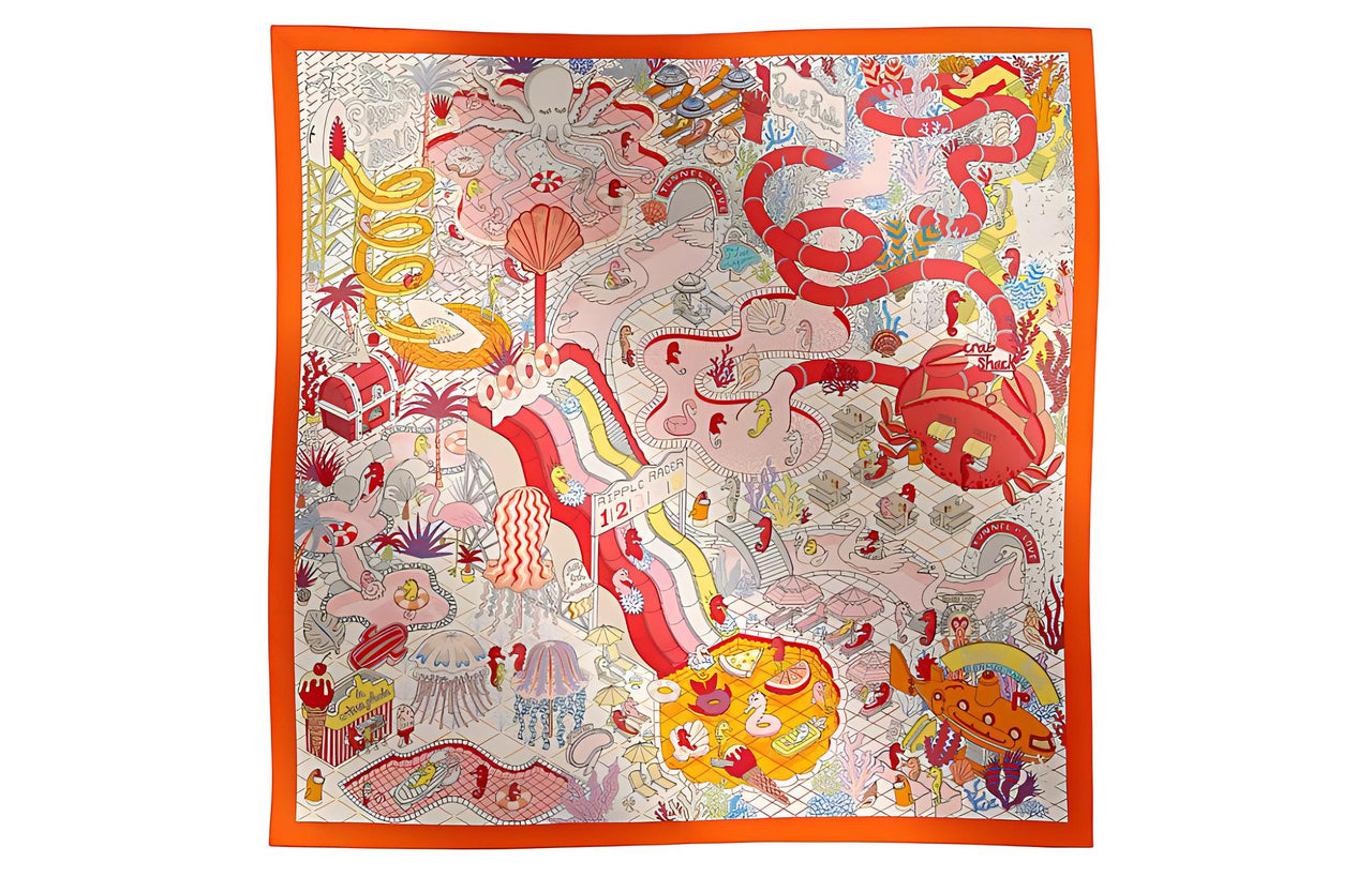 HERMES Silk Scarves Women's Orange