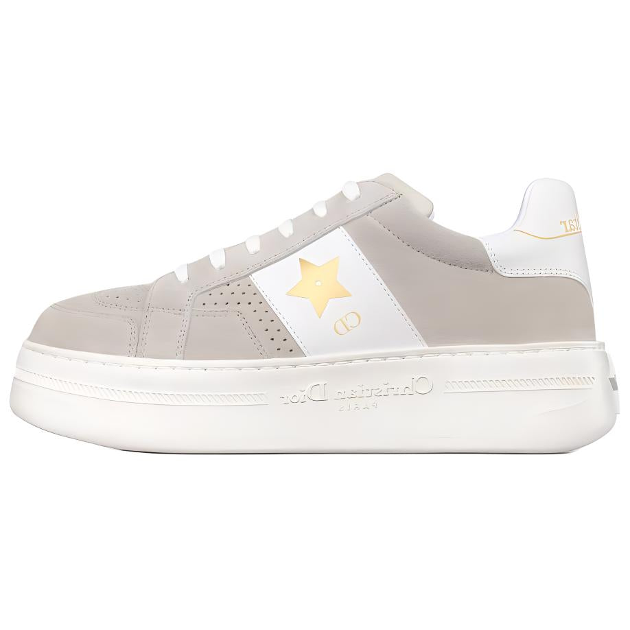 DIOR Star Platform Shoes Low-Top Skateboard Shoes Women's Light Beige