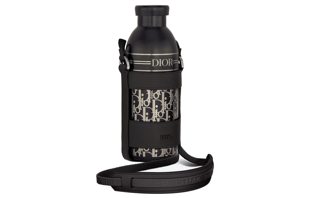 DIOR Aqua Grained Cow Leather And Stainless Steel Kettle Shoulder Bag Crossbody Bag Unisex Black
