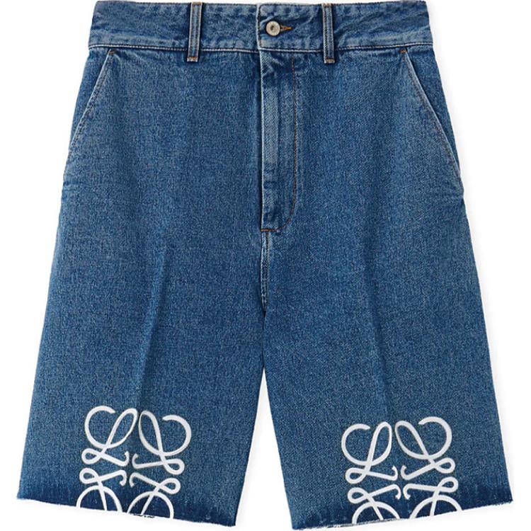 LOEWE Anagram embroidered Wide leg Denim Shorts