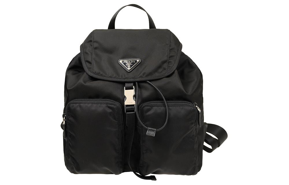 PRADA Canvas Backpack Unisex Black