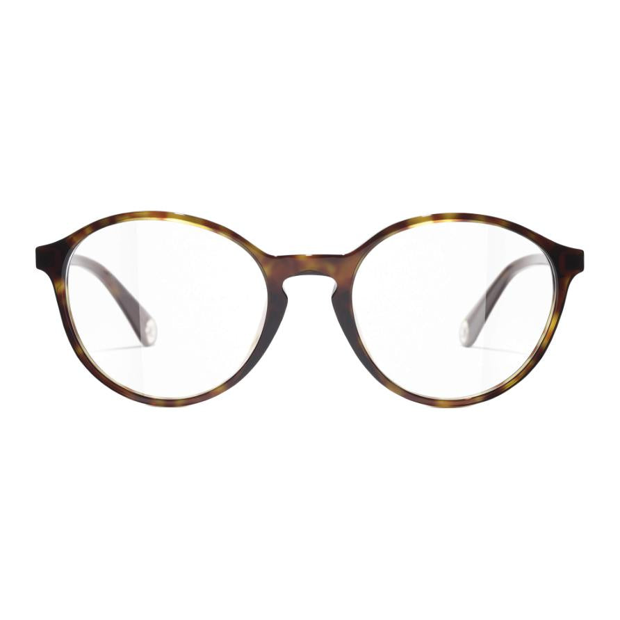 CHANEL Acetate Irregular Shape Eyeglass Frames Unisex Tortoiseshell
