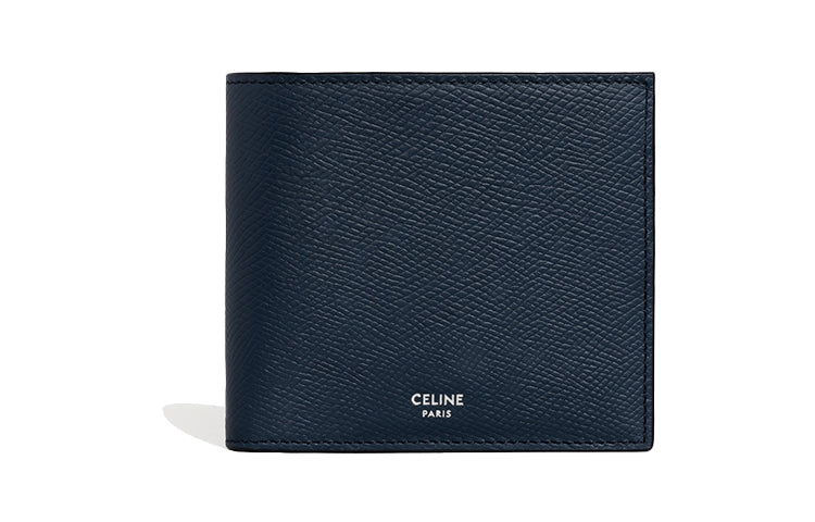 CELINE Grained Calfskin Card Holder Wallet Men's Navy Blue/Dark Blue