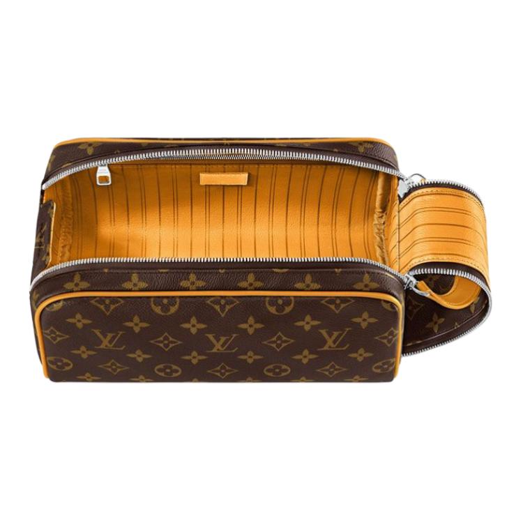 LOUIS VUITTON Dopp Kit Leather Toiletry Bag Regular Men's Yellow & Brown