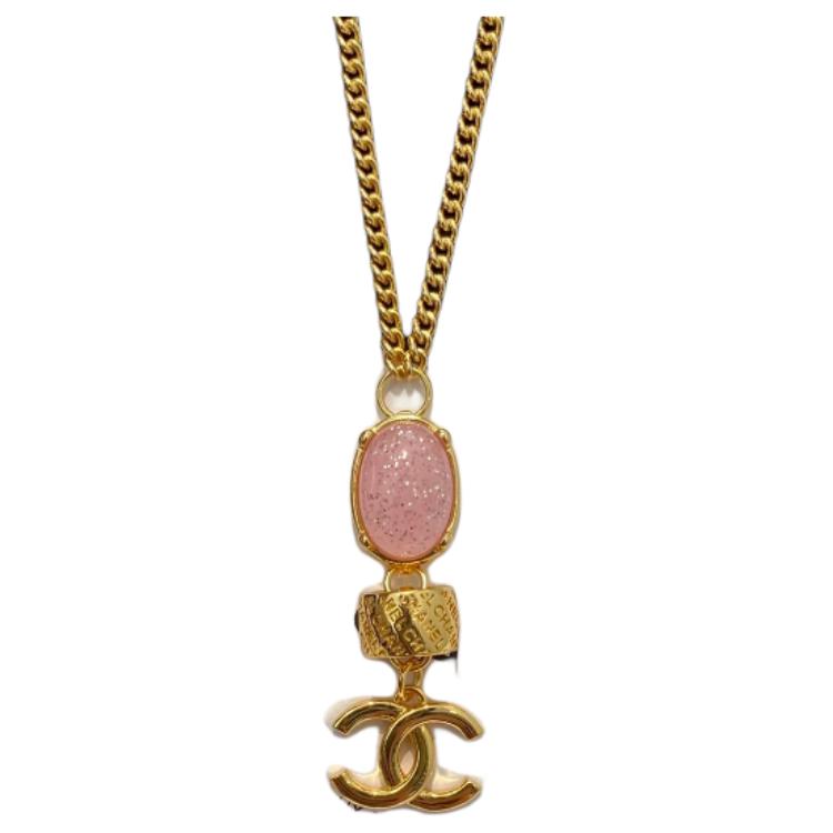 CHANEL Metal Artificial Pearl Rhinestone Necklaces Women's Gold