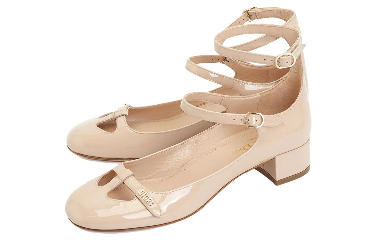DIOR Aime Chunky Heel High Heels Women's Nude