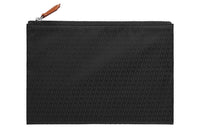HERMES Cow Leather Makeup Bag Women's Black/Gold/Brown