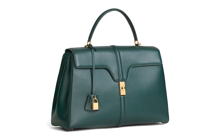 CELINE 16 Calfskin Shoulder Bag Crossbody Bag Handbag Large Size Women's Dark Green