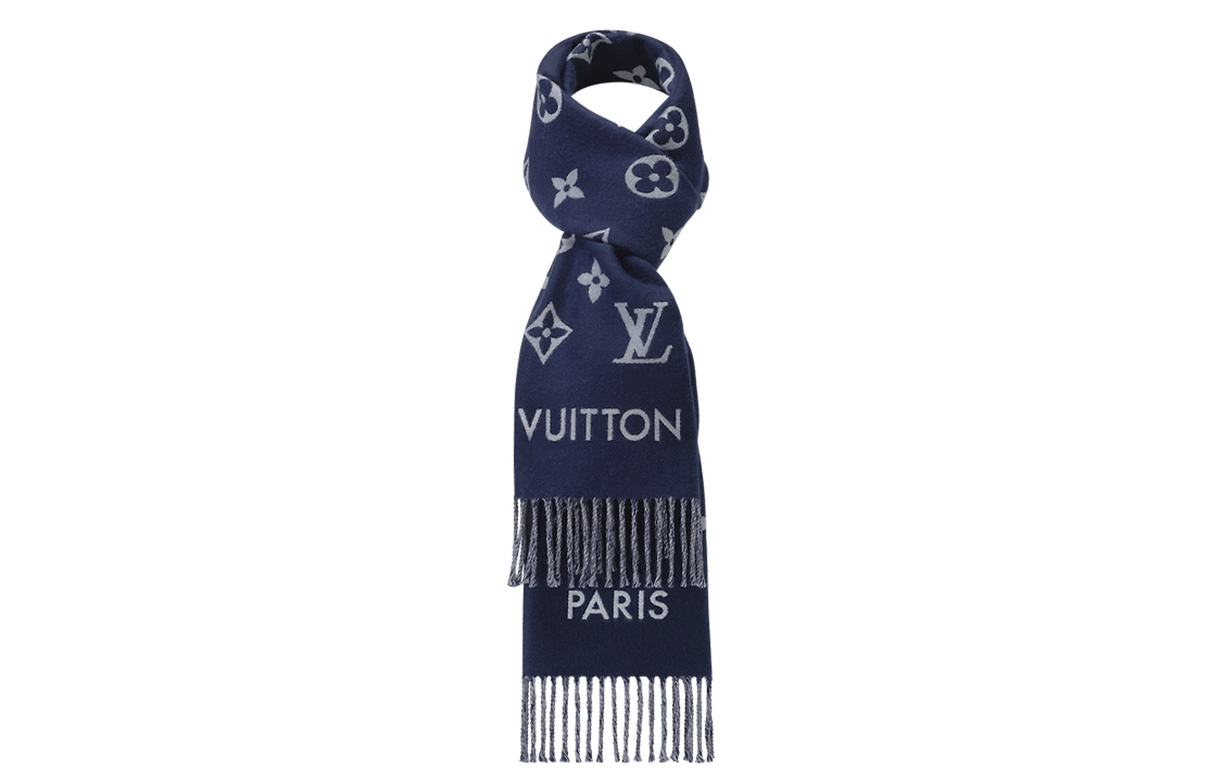 LOUIS VUITTON ALL ABOUT Monogram Knit Scarves Unisex Dark Blue